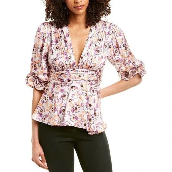 Alexis Prema Floral Satin Blouse M - Picture 1 of 12